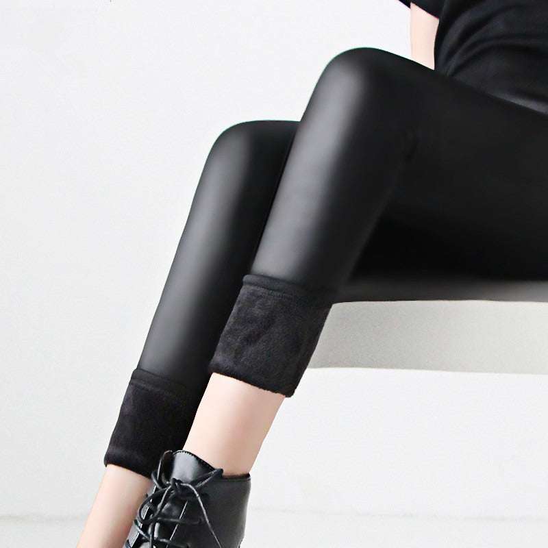 legging femme cuir chaud tendance taille haute noir hiver confortable extensible grandes tailles L à 6XL