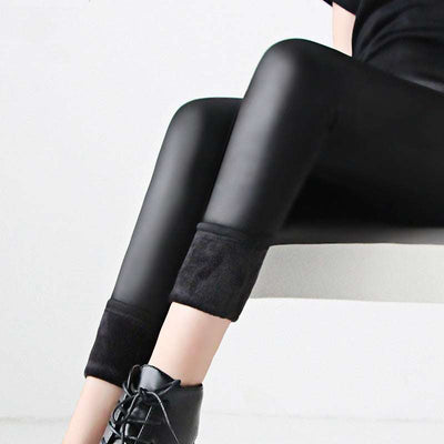 legging femme cuir chaud tendance taille haute noir hiver confortable extensible grandes tailles L à 6XL